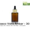 Frasco de Vidro Ambar, c/Tampa Conta-gotas em Aluminio Dourado - 30ml